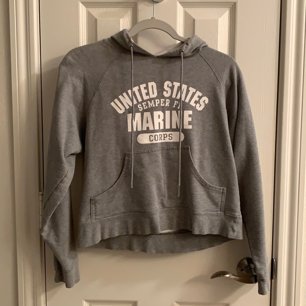 Marine corps cropped grey hoodie